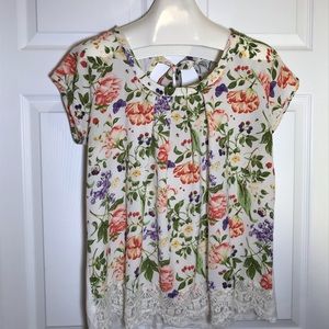Janetchung Short Sleeve Floral Top